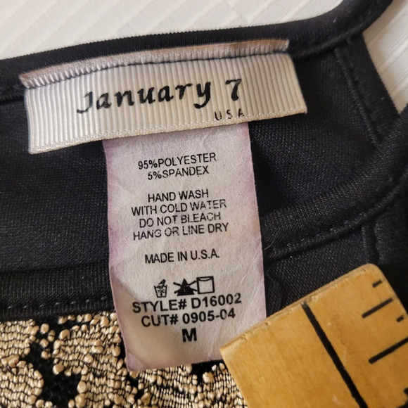 January 7 Black and Gold Bodycon Halter Midi Dress sz M - Picture 5 of 6